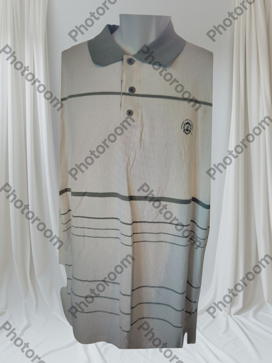 WHIE AND GRAY SHIRT WITH BUTTON ON WHITE BACKGROUND