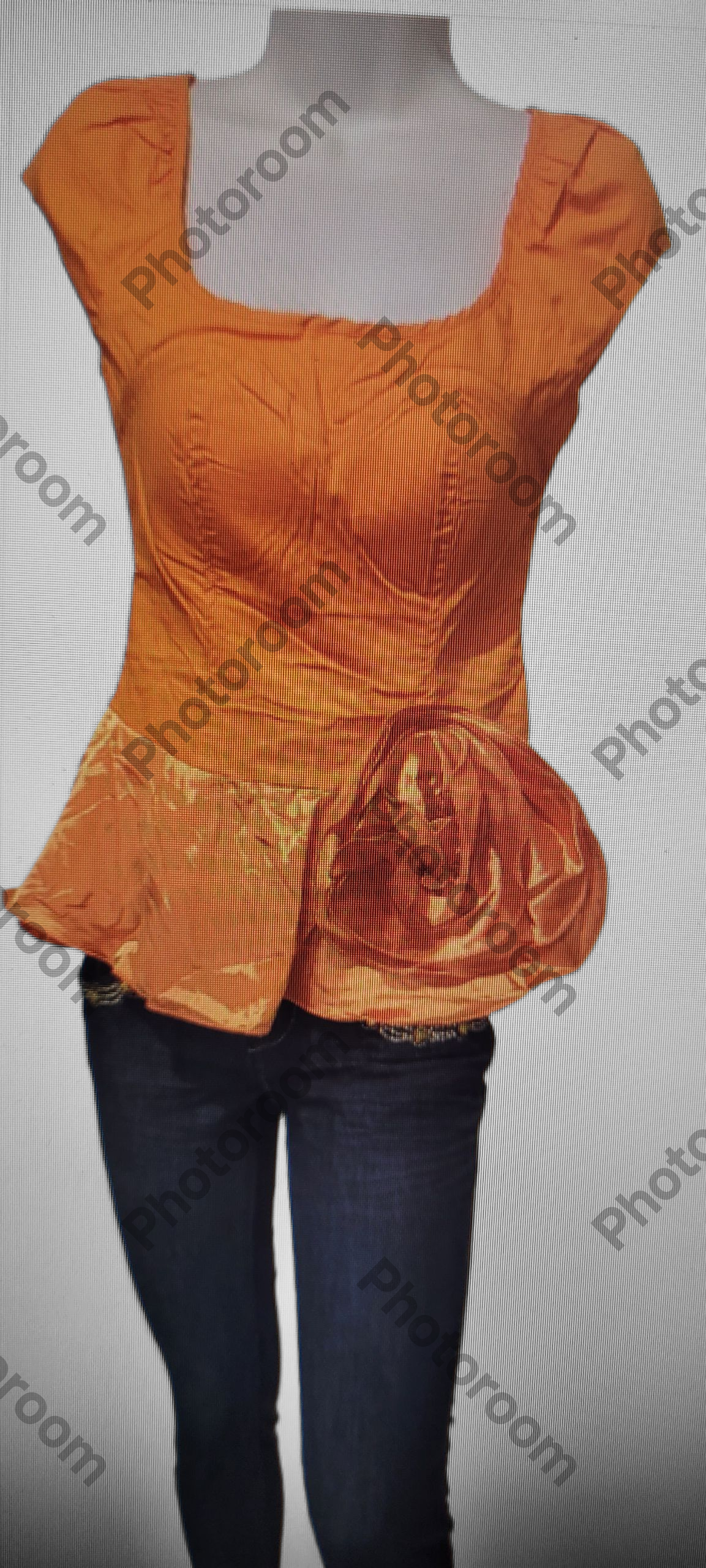 ORANGE PEPLUM TOP ON