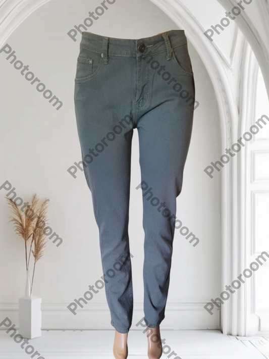Blue jeans displayed against a white background with 'Photoroom' branding.