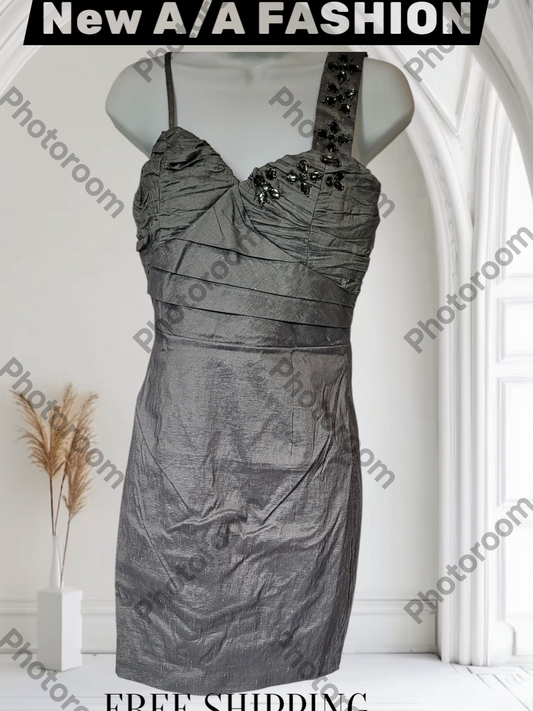 Gray dress on a mannequin with 'New A/A Fashion' text and 'Free Shipping' offer.