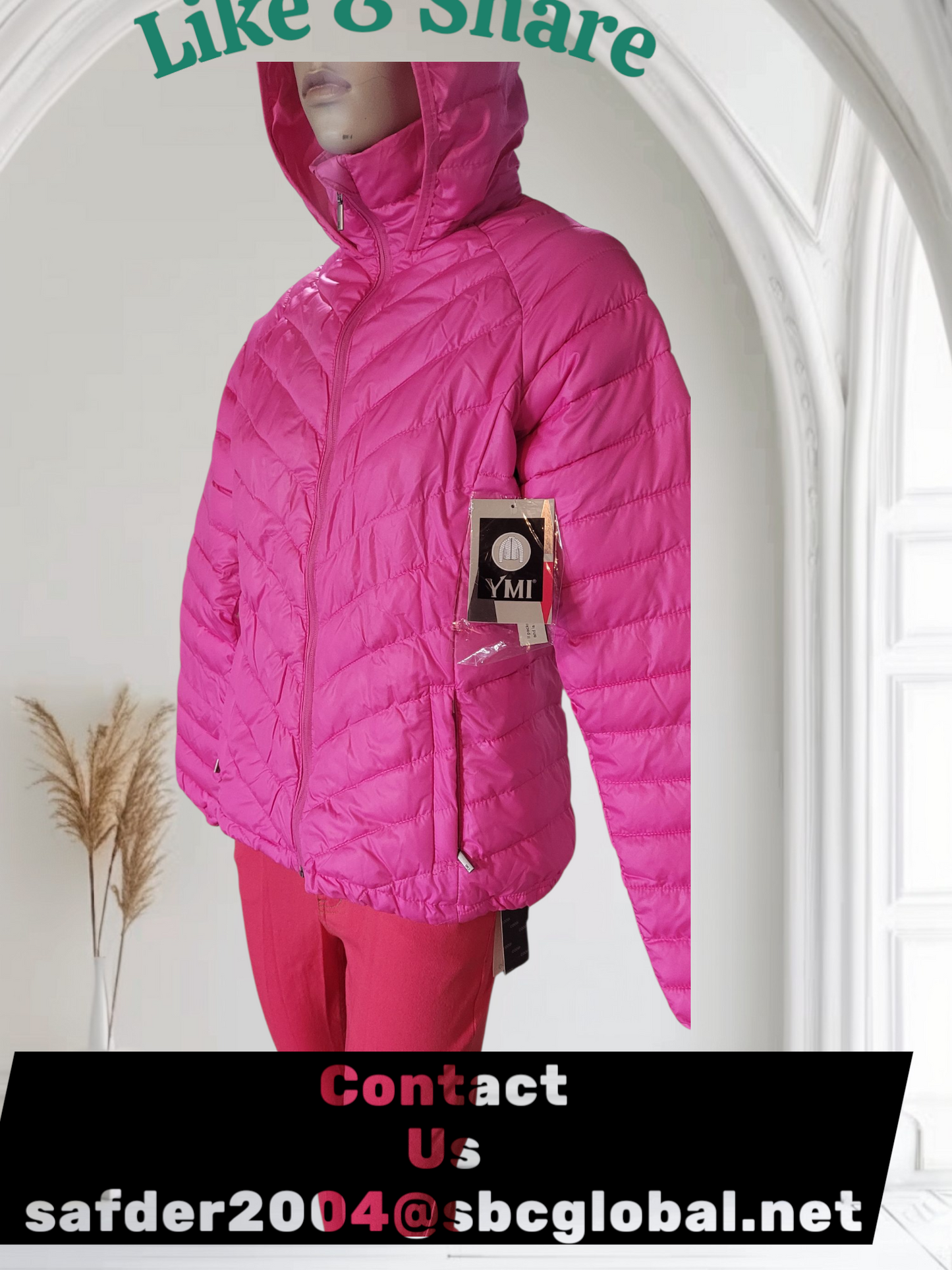 YMI Women's Puffy Jacket - Front open side pocket Size S M L XL