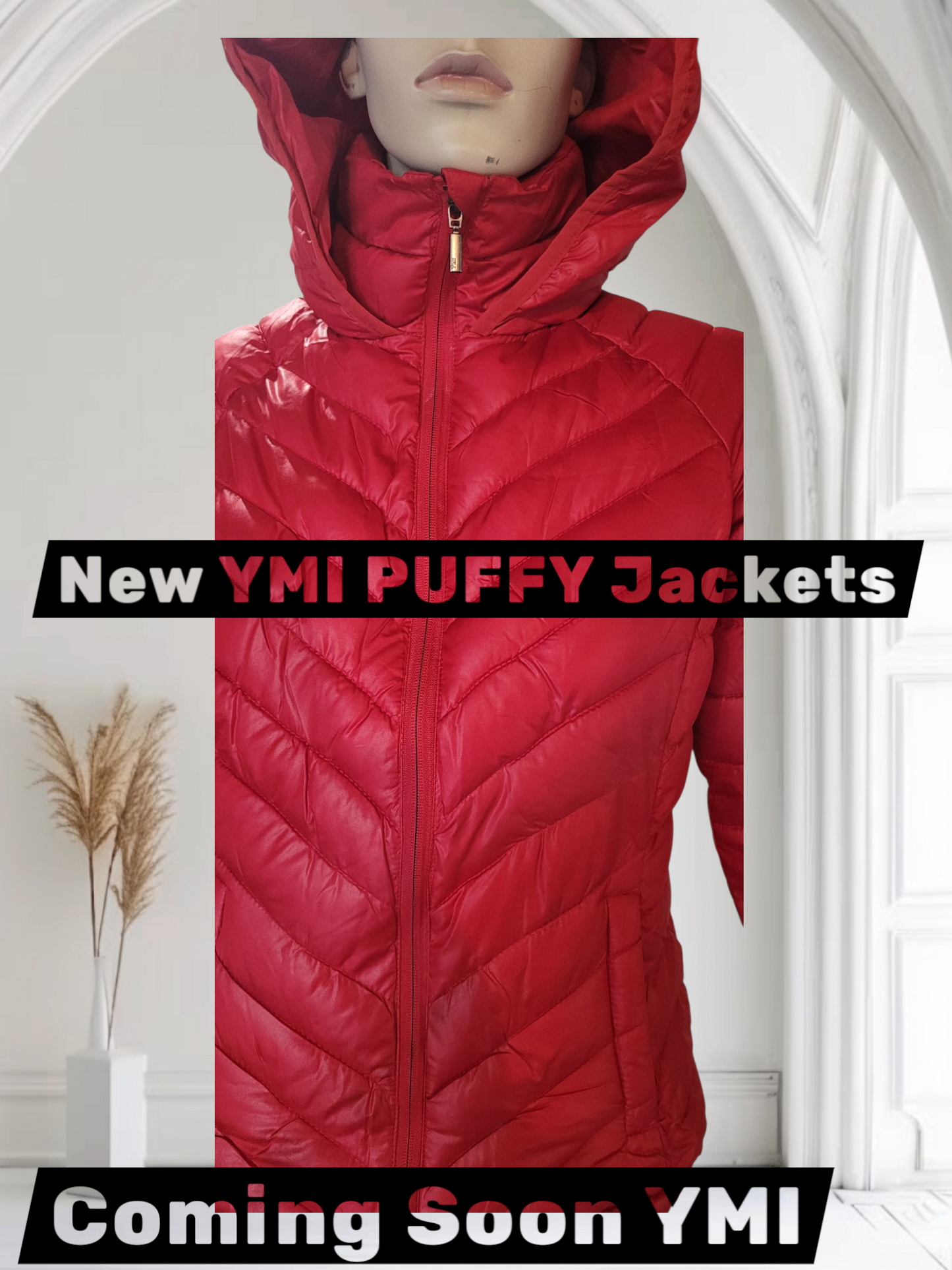 YMI Women's Puffy Jacket - Front open side pocket Size S M L XL