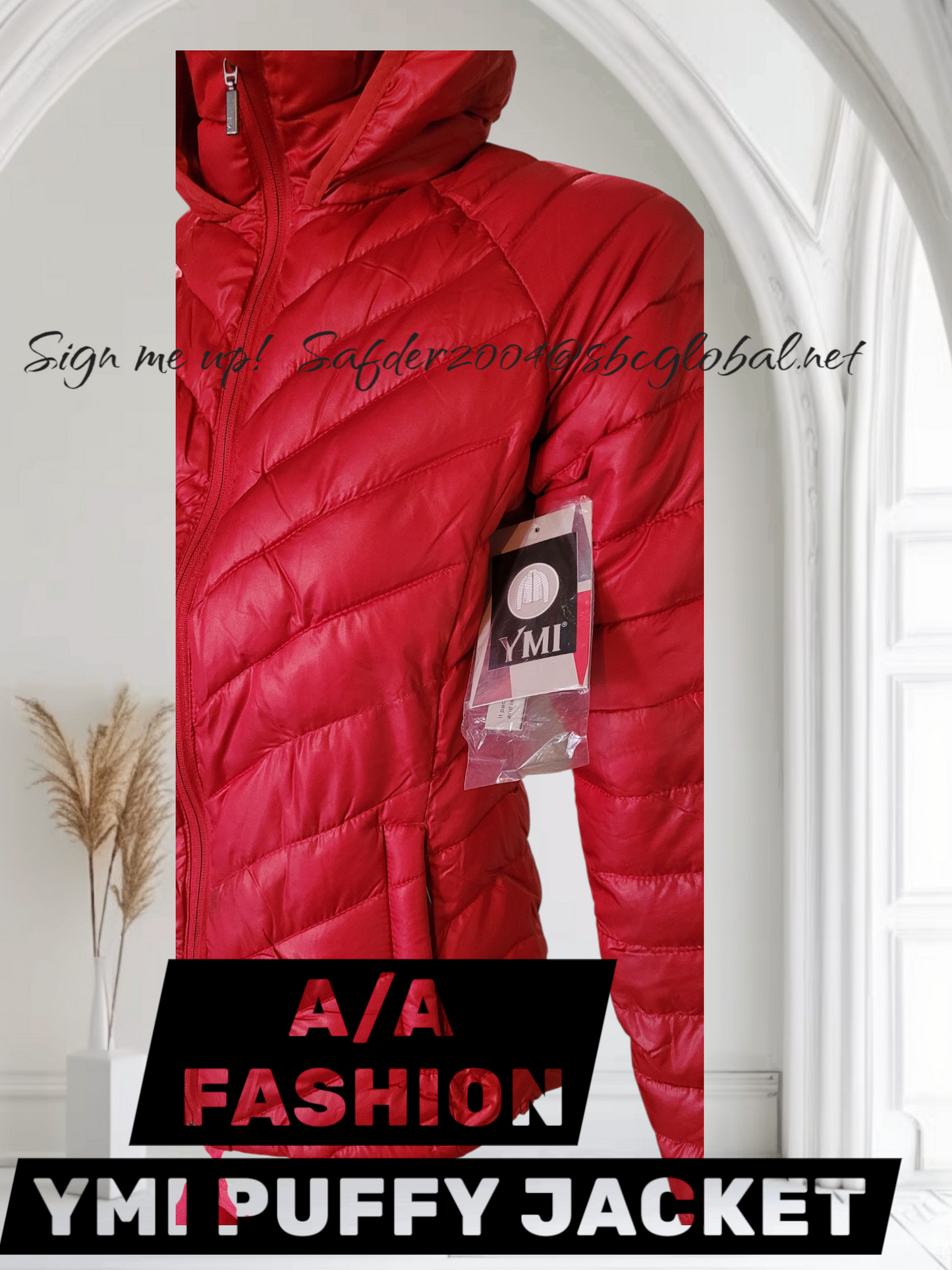 YMI Women's Puffy Jacket - Front open side pocket Size S M L XL