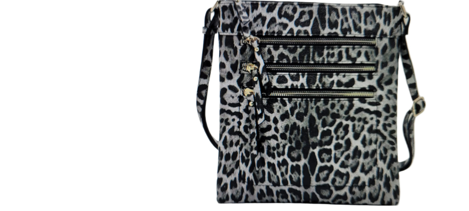 LEOPARD MULTI ZIPPER CROSBODY BAGS - BLACK - BROWN - 