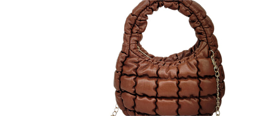 PUFFY MINI SHOULDER BAG - BLACK & BROWN 