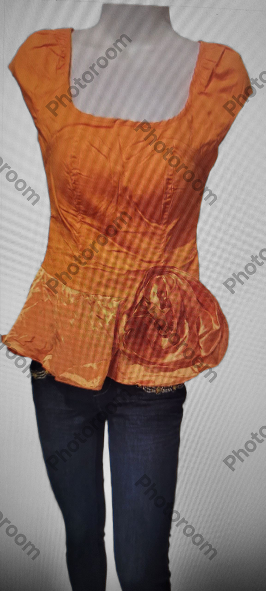 ORANGE PEPLUM TOP ON