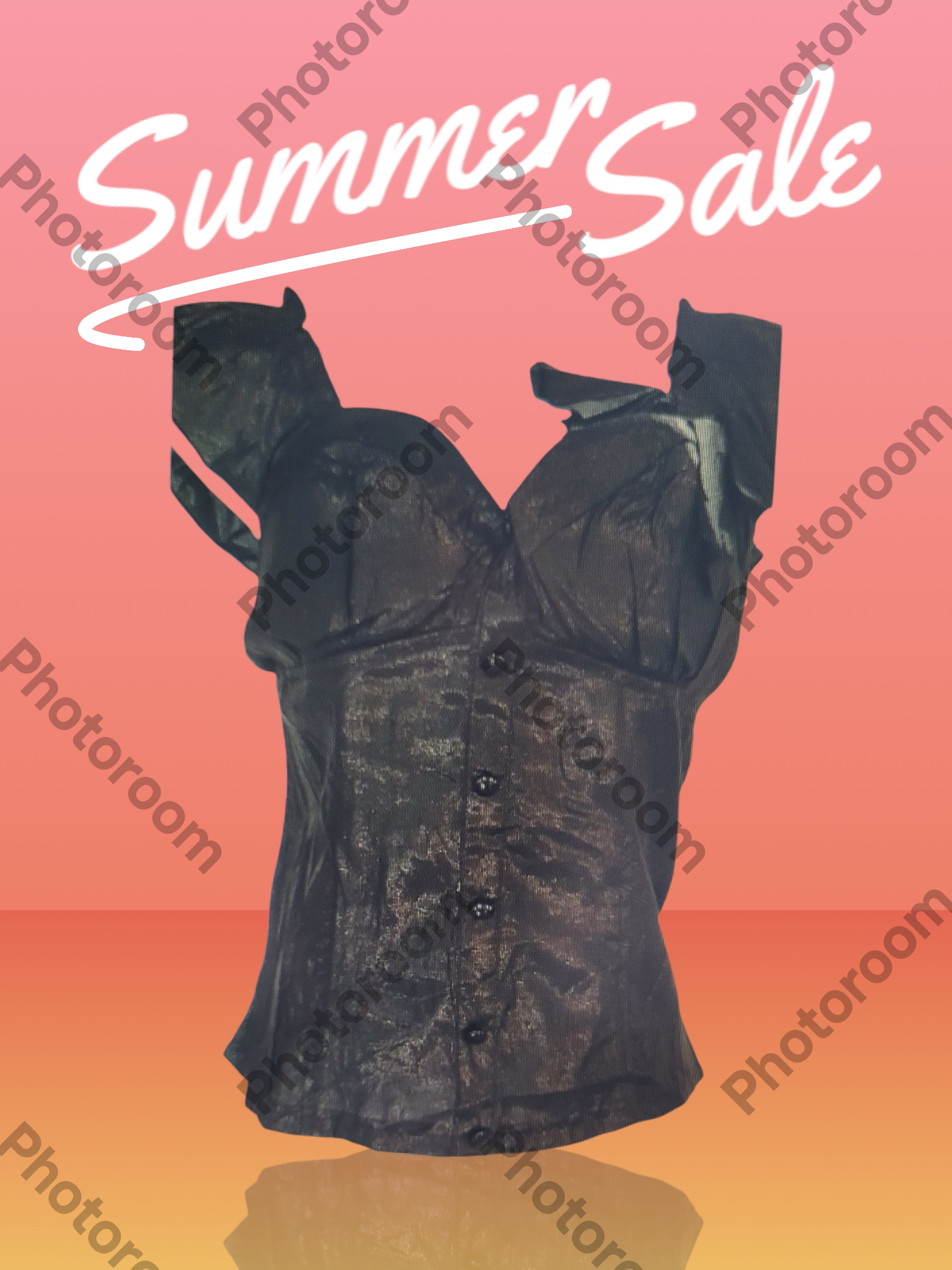 BLACK SLEEVELESS TOP WITH BUTTON