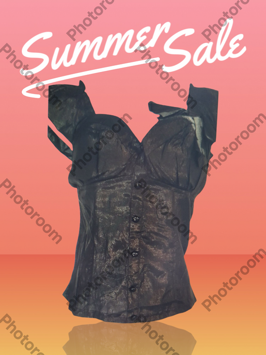 BLACK SLEEVELESS TOP WITH BUTTON