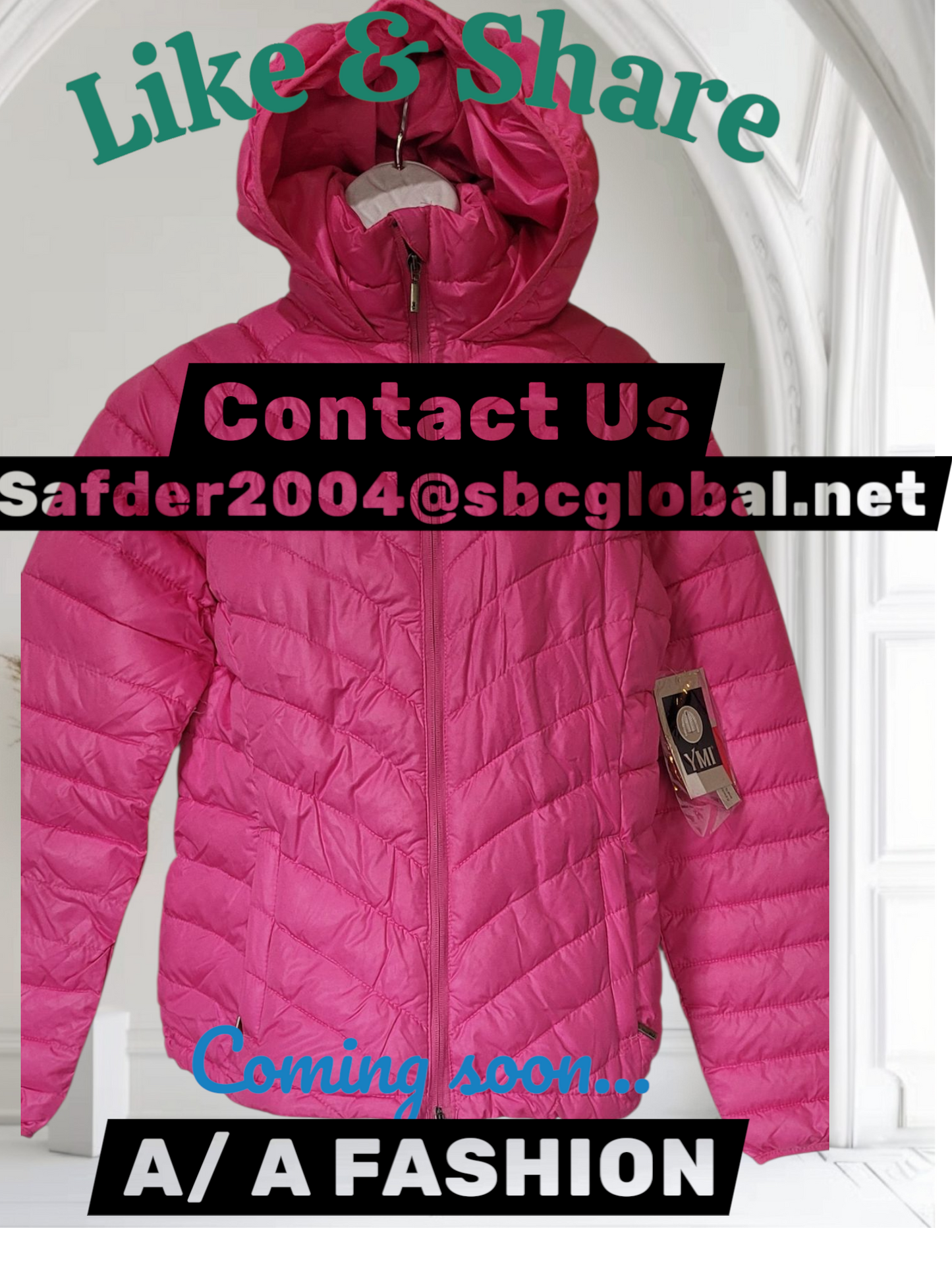 YMI Women's Puffy Jacket - Front open side pocket Size S M L XL