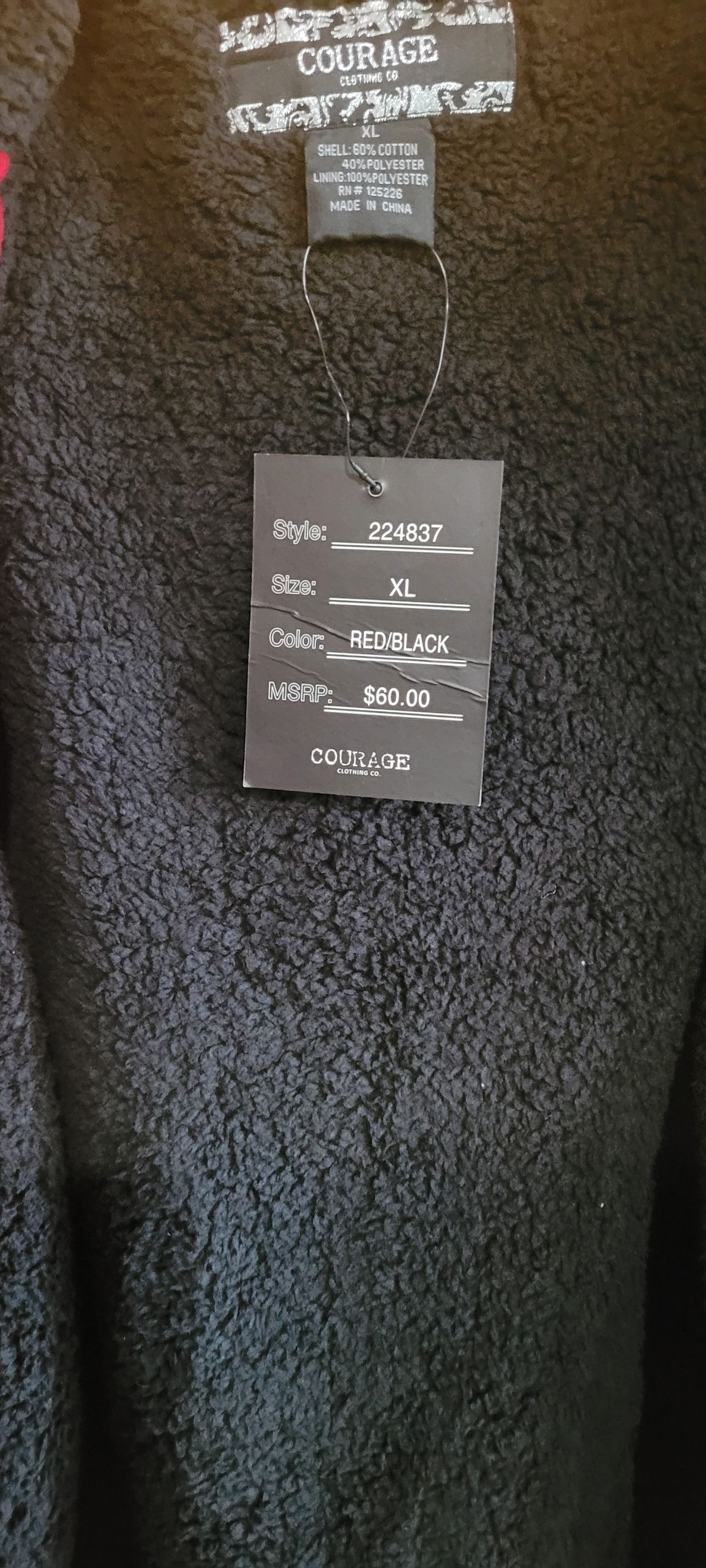 COURAGE Men's Hoodies front open side pockets Size XL